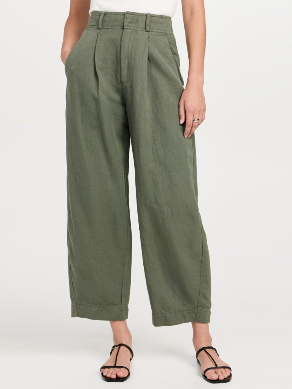 Apiece Apart "Petite Bari" Crop Trouser in Olive, size 4